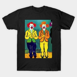 2 COLOURFUL (COLORFUL )  VAN GOGH STYLE CLOWNS T-Shirt